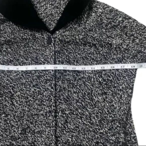 J Jill Cardigan womens SP one button flyaway black marled silk blend long slv J5 - Picture 4 of 5